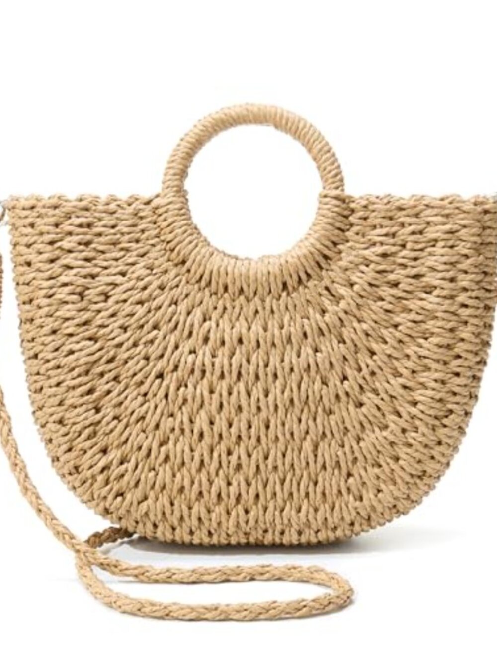 Handwoven Straw Rattan Beach Tote Bag Crossbody Purse Summer Travel